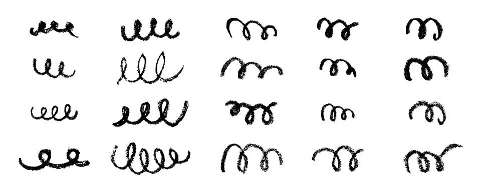 Confetti squiggle scribble set. Vector stock hand draw crayon brush stroke Ilustración de archivo