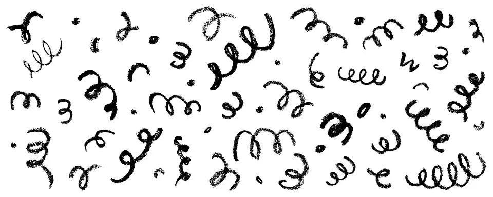 Confetti squiggle scribble set. Vector stock hand draw crayon brush stroke Ilustración de archivo