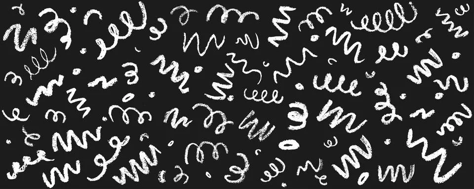 Confetti squiggle scribble set. Vector stock hand draw crayon brush stroke 스톡 일러스트