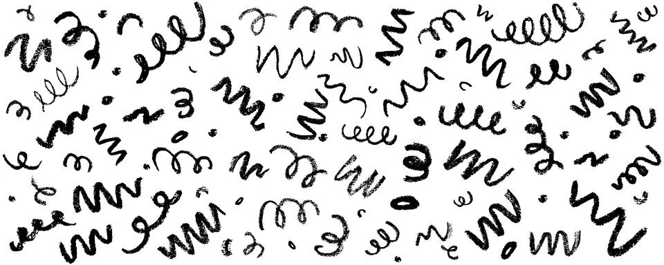 Confetti squiggle scribble set. Vector stock hand draw crayon brush stroke Stock Illustration