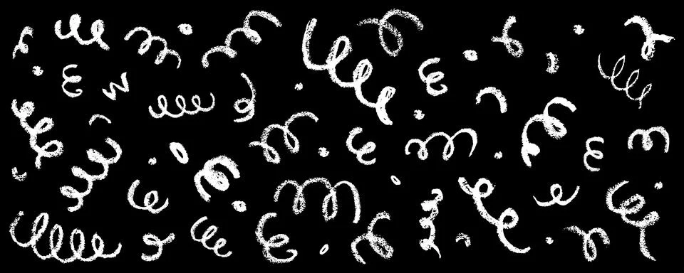 Confetti squiggle scribble set. Vector stock hand draw crayon brush stroke Stock Illustration