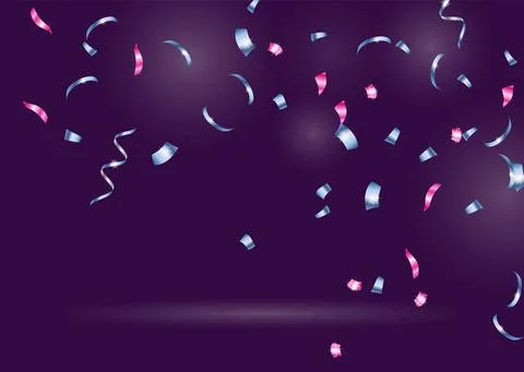 Confetti, streamer scattered at random blue and pink metallic gradient. Festi Stockillustratie