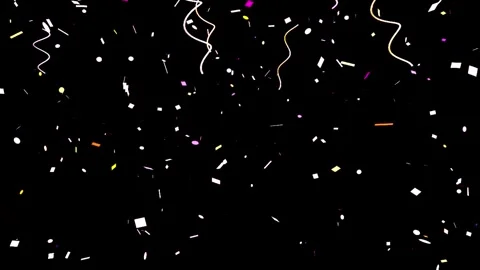 Confetti streamers falling gently on black background during celebration even Stock Footage 346271196