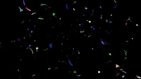 Confetti streams falling down on black screen for celebration Stock Footage 327594622