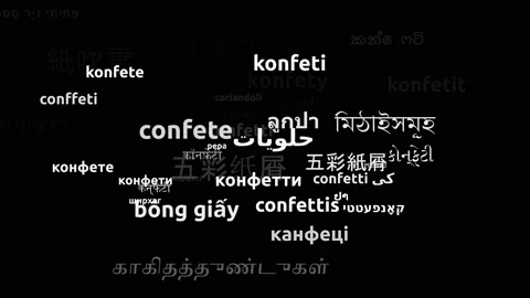 Confetti Translated in 42 Worldwide Languages Endless Looping 3d Zooming Word Video stock 145203194