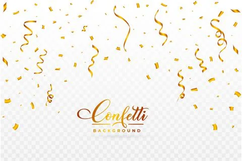 Confetti vector for the carnival background. Golden party ribbon and confetti Stock Illustration