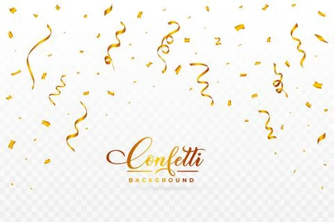 Confetti vector for the carnival background. Golden party ribbon and confetti Stock Illustration