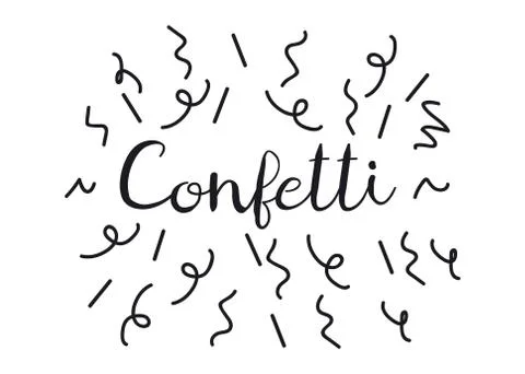 Confetti vector. Holiday background. Birthday confetti text Stock Illustration