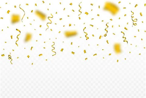 Confetti vector illustration for the carnival background. Golden party tinsel Stock Illustration