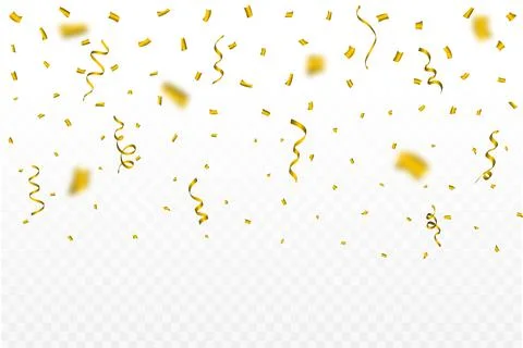 Confetti vector illustration for the carnival background. Golden party tinsel Stock Illustration