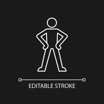 Confidence body language white linear icon for dark theme Stock Illustration