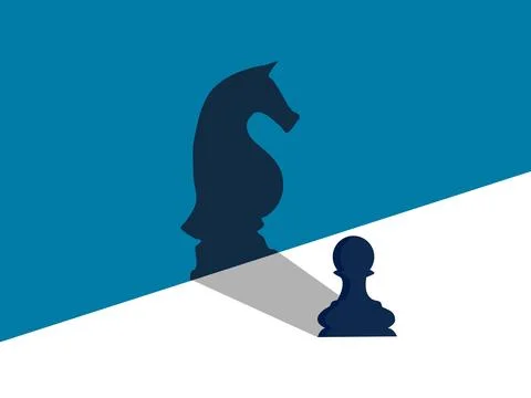 Confidence, Courage. Chess with the Shadow of the Knight Stock Illustration