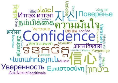Confidence multilanguage wordcloud background concept Illustrazione stock