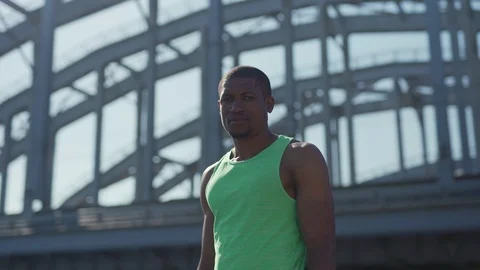 Confident African athlete looking at camera Stock Footage 117061996