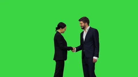 A confident and considerate handshake of two business people on a Green Screen Stock Footage 150545013