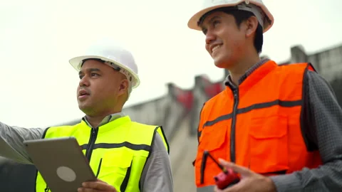 Confident asian two maintenance engineers man inspection with in tablet. Stock Footage 247110066