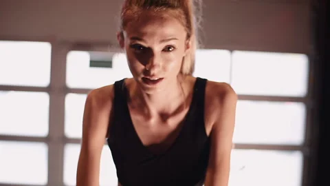 Confident Athlete Doing Cardio Workout Video stock 136673809