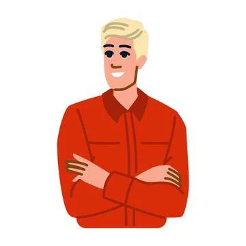 Confident blond man crossing arms and smiling, business success concept Stock Illustration