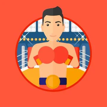 Confident boxer in gloves. Stock Illustration