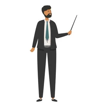 Confident businessman giving presentation with pointer Stock Illustration