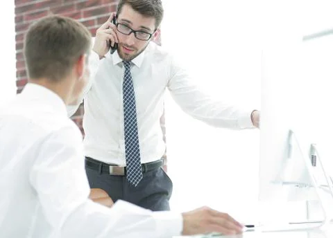 Confident businessman solves work problems 写真素材