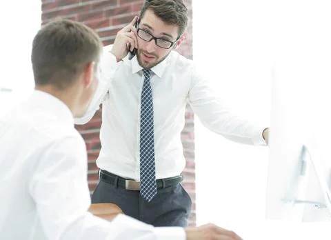 Confident businessman solves work problems 写真素材