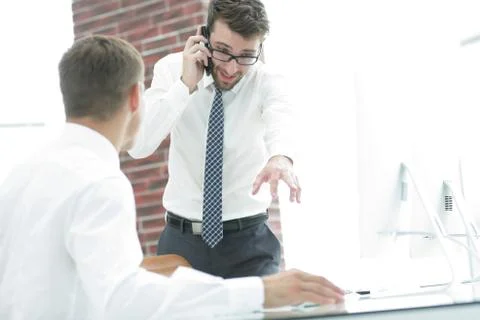 Confident businessman solves work problems 写真素材