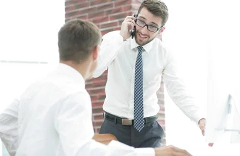 Confident businessman solves work problems 写真素材