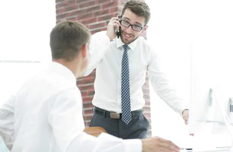 Confident businessman solves work problems 写真素材