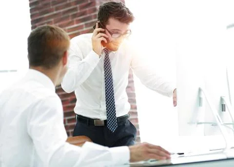 Confident businessman solves work problems 写真素材