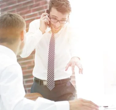 Confident businessman solves work problems 写真素材