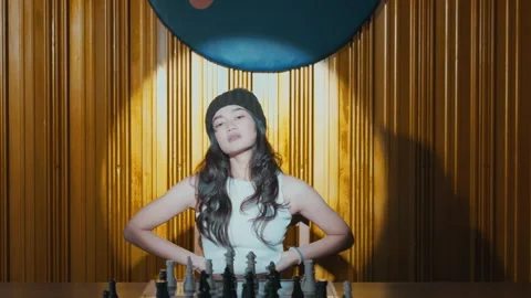 Confident Chess Master Standing with Hands on Hips Stock Footage 280553896