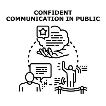 Confident communication in public speaking skill development Stock Illustration