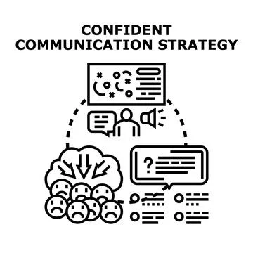 Confident communication strategy developing new marketing plan Stock Illustration