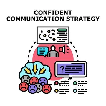 Confident communication strategy developing new marketing plan Stock Illustration