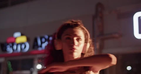 Confident dancer performing at night Stock Footage 211819546