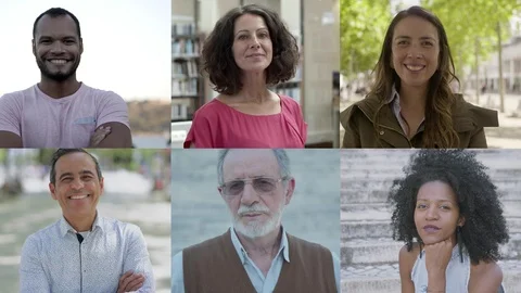 Confident diverse people looking at camera Video stock 120979488