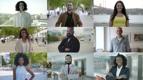 Confident diverse people looking at camera Stock Footage 123713457