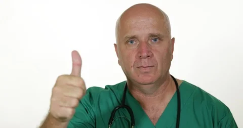 Confident Doctor in Interview Make Good Job Gestures Thumbs Up Sign 스톡 동영상 103250681