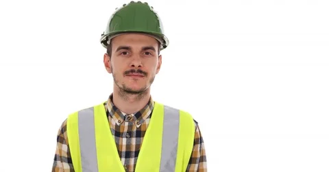 Confident Engineer Man Looking Camera Presentation Posing Trustful Pride Success Stock Footage 70688024