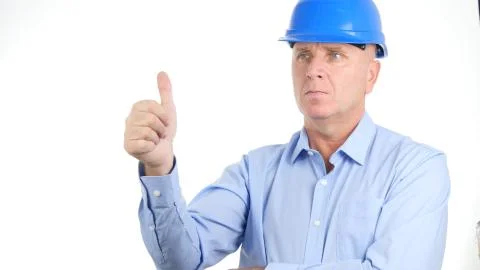 Confident Engineer Thumbs Up Making a Good Job Hand Gestures 스톡 사진