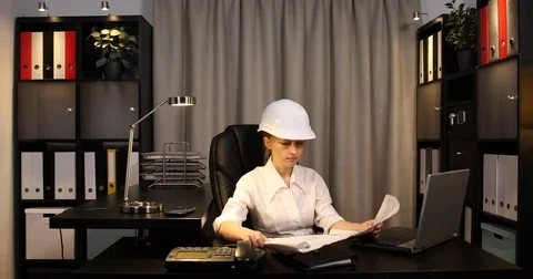 Confident Engineer Woman Looking Camera Workplace Desk Smiling Positive Portrait Stock Footage 72775751