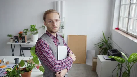 Confident entrepreneur choosing application interface Stock Footage 142528373