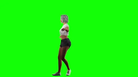 Confident female dancer moving rhythmically on green screen chromakey Stock Footage 328637045