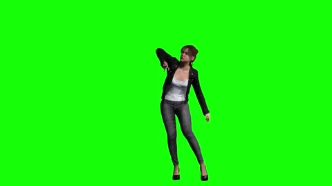 Confident female dancer showcasing stylish choreography on green screen Stock Footage 328636343