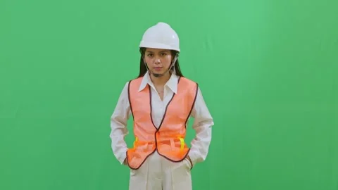 Confident Female Engineer Standing Hands in Pockets Stock Footage 331152856