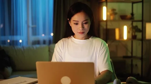Confident freelancer having distance remote work typing browsing scrolling Stock Footage 251801492