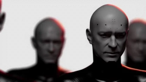 The confident gait of a group of hypertonic robots or soldiers . close-up por Stock Footage 243826191