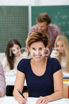 Confident happy female college student Stock Photos