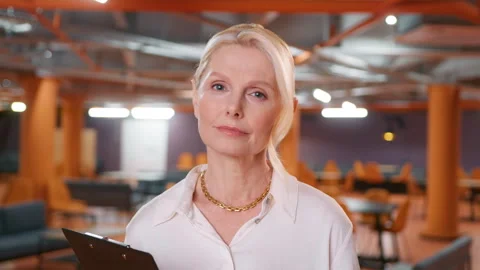 Confident HR manager doing video chat for distance interview professional Female Stock-Footage 245598554